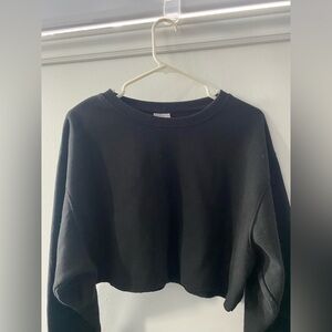 Streetwear Society Black Cropped Crewneck Sweatshirt